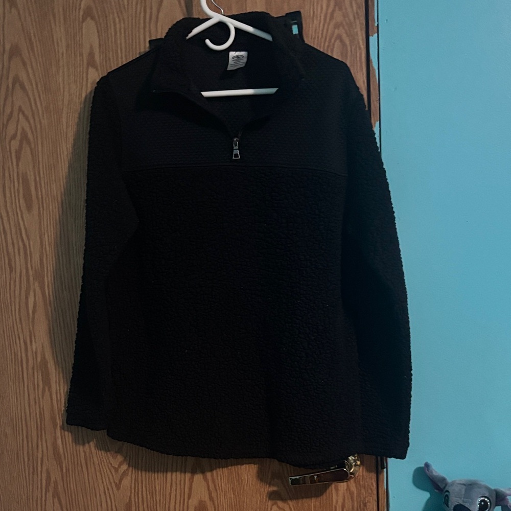 Black Sherpa Quarter-Zip Pullover